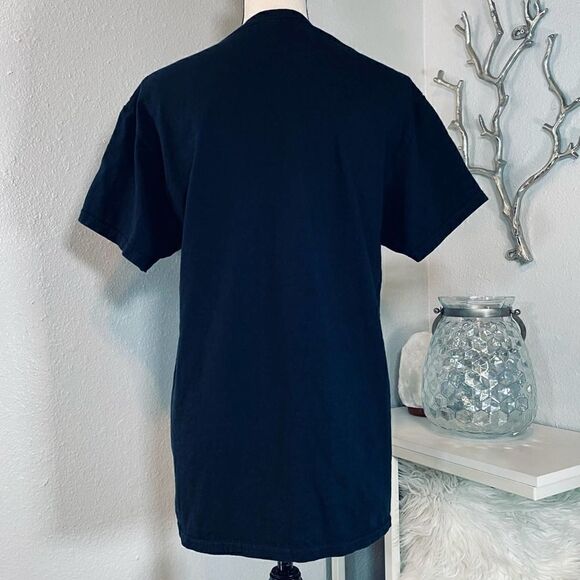 Graphic Short Sleeve Tee Black Red Casual - Picture 3 of 4